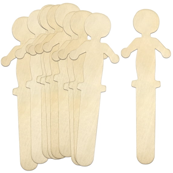 CraftySticks, 300 Pack People Shaped Wooden Craft Sticks, 5.25" People Popsicle Stick Figures, Wooden Stick People for Crafts and Learning