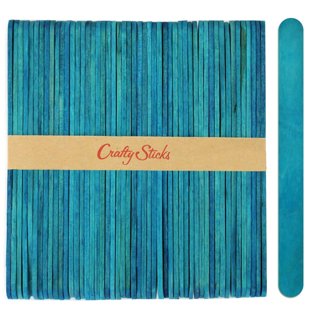 CraftySticks- 50 Pack Blue Popsicle Sticks for Crafts, 4.5 Inch Wooden ...