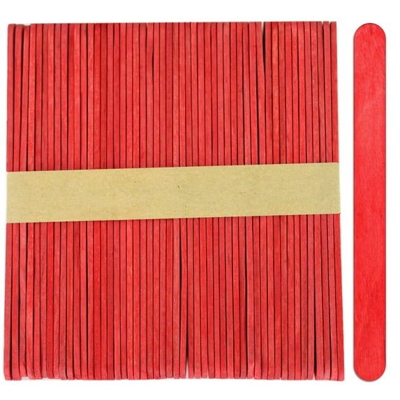 CraftySticks- 50 Pack 4.5 Inch Red Popsicle Sticks for Crafts, Colored Wooden Craft Sticks for Kids Crafts, STEM Basics and DIY