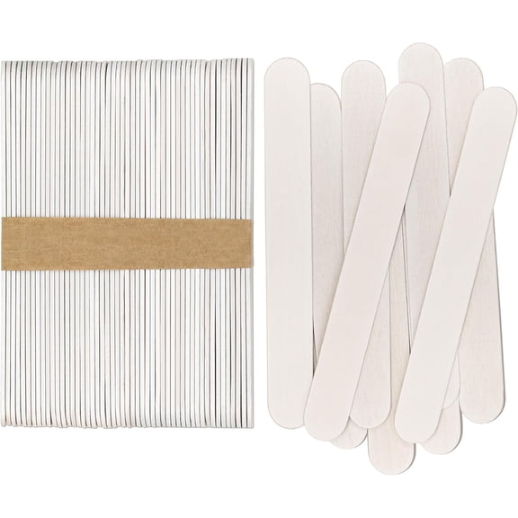 CraftySticks- 50 Pack 6 Inch White Painted Wood Craft Sticks, Jumbo Popsicle Sticks for Crafts, Learning and STEM Basics