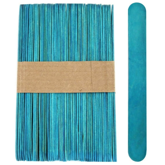 CraftySticks- 600 Pack, 6 Inch Blue Color, Jumbo Wood Popsicle Sticks for Crafts, Home, School Art, Building, Learning, Wood Tongue Depressor Size