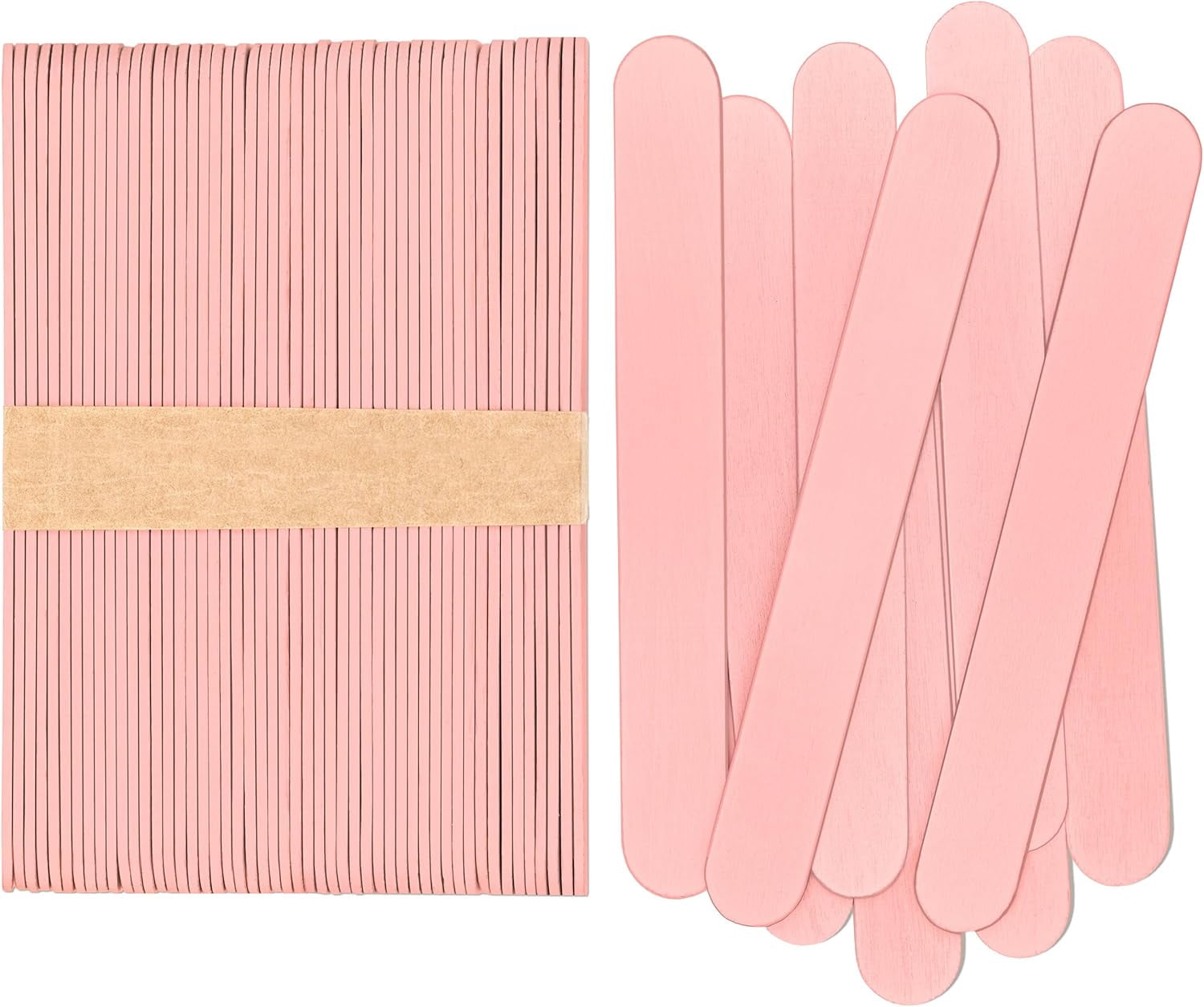 CraftySticks- 600 Pack 6 Inch Pastel Pink Painted Wood Craft Sticks, Jumbo Popsicle Sticks for Crafts, Learning and STEM Basics