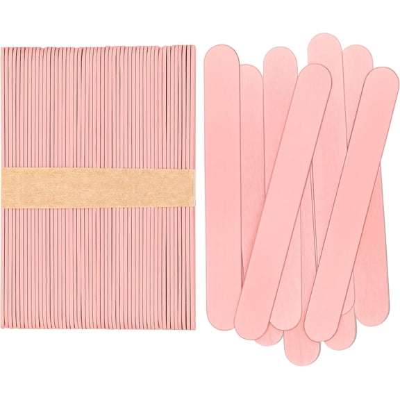 CraftySticks- 600 Pack 6 Inch Pastel Pink Painted Wood Craft Sticks, Jumbo Popsicle Sticks for Crafts, Learning and STEM Basics