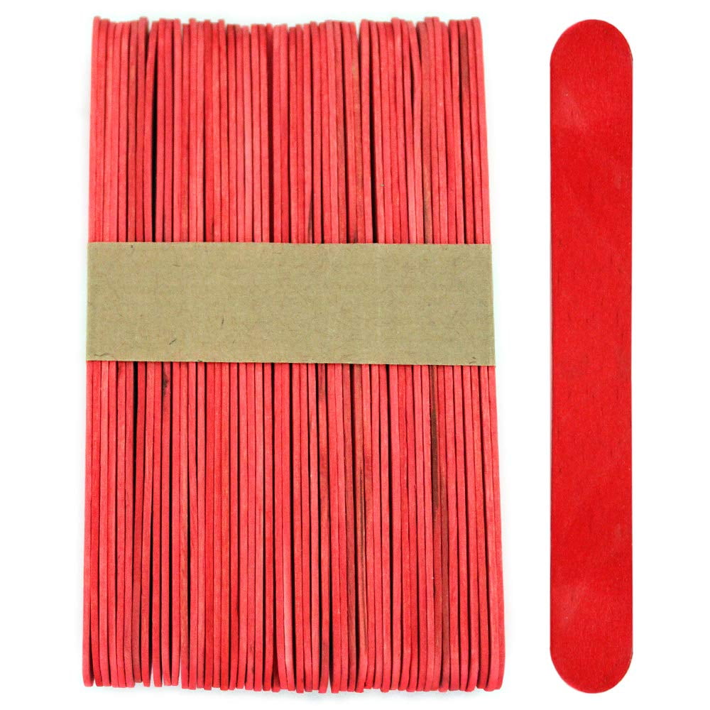 CraftySticks- 600 Pack, 6 Inch Red Color, Jumbo Wood Popsicle Sticks for Crafts, Home, School Art, Building, Learning, Wood Tongue Depressor Size