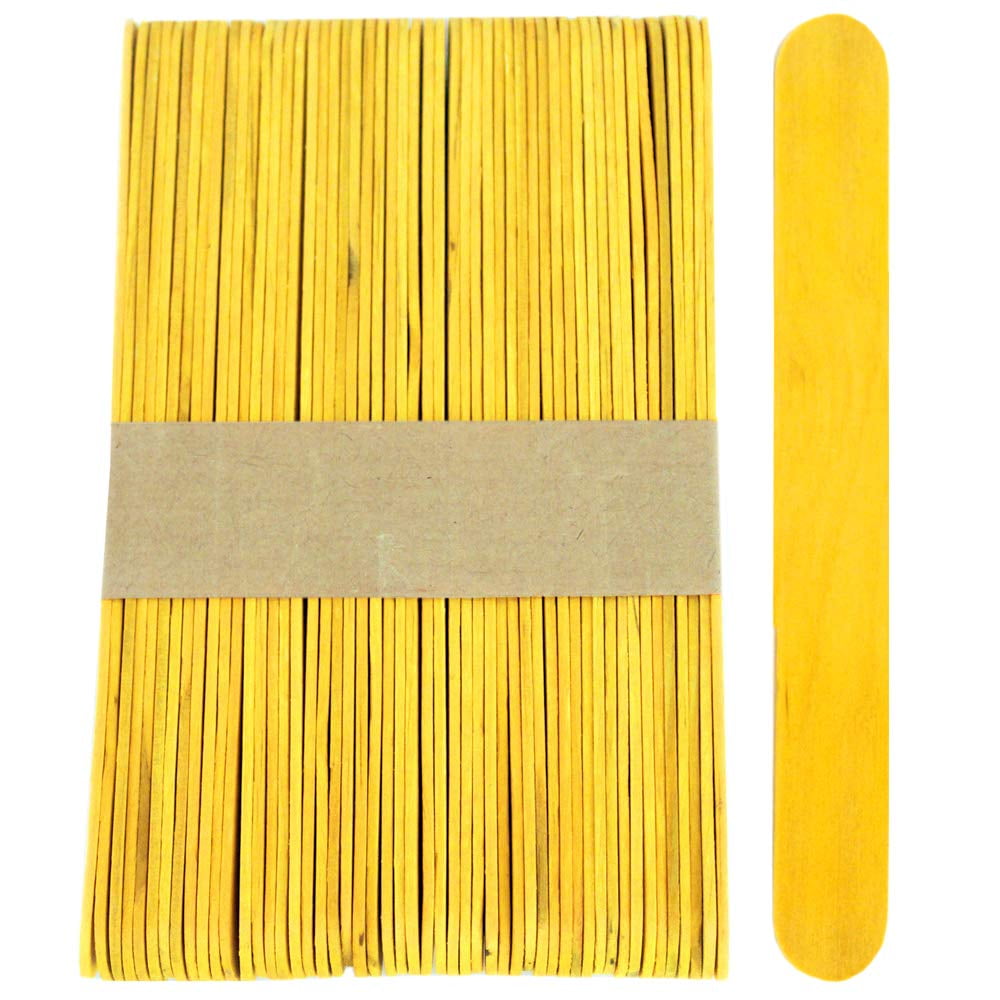 CraftySticks- 600 Pack, 6 Inch Yellow Color, Jumbo Wood Popsicle Sticks for Crafts, Home, School Art, Building, Learning, Wood Tongue Depressor Size