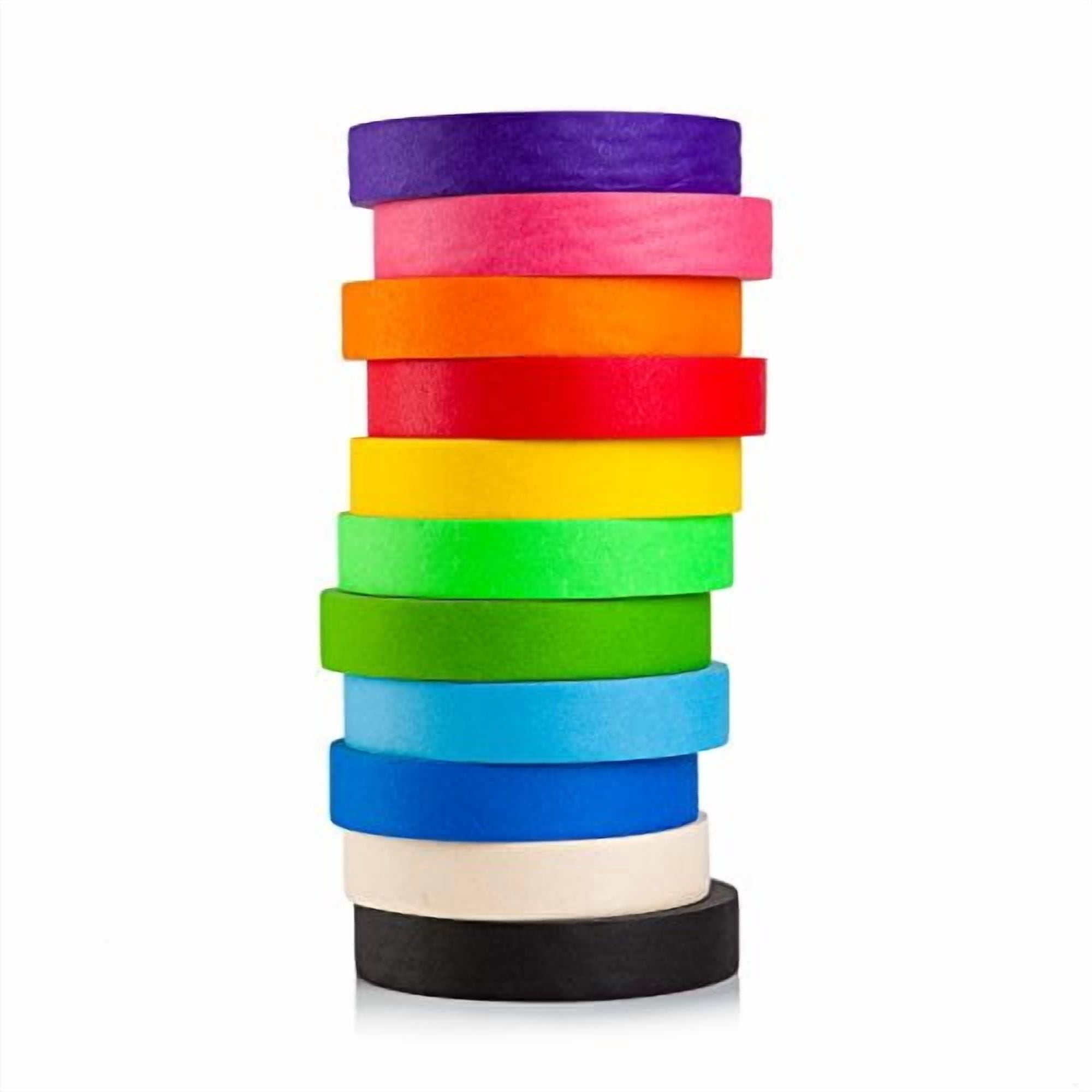 Craftzilla Colored Masking Tape - 11 Roll Multi- Pack  55 Yards X 1 In Colorful Craft Tape- Great For Arts & Crafts Labeling And Color- Coding