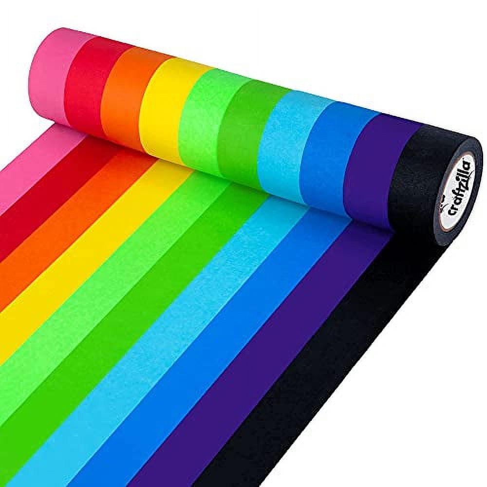 Craftzilla Colored MaskingTape 10 Roll Multi Pack 300 Feet x 1 Inch of Colorful Craft Tape