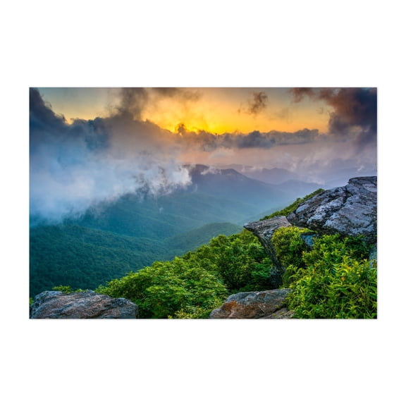 Craggy Pinnacle - North Carolina Photography Mountain Nature Landscape Scenic Sunset Forest Travel Poster Unframed Wall Art Print 4 x 6 inches