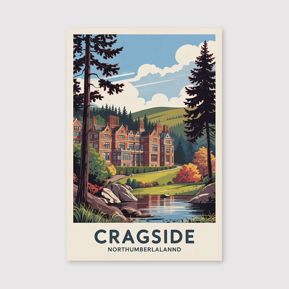 Cragside Travel Print Canvas Wall Art, Cragside Wall Hanging Home Decoration Cragside Canvas Art, Wall Art Print Canvas Art, Cragside Travel Art-1WN5406
