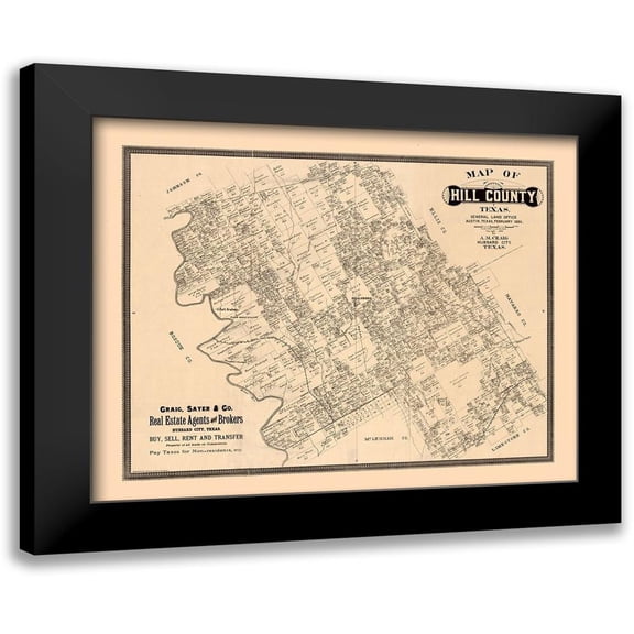 Craig 14x12 Black Modern Framed Museum Art Print Titled - Hill County Texas - Craig 1886