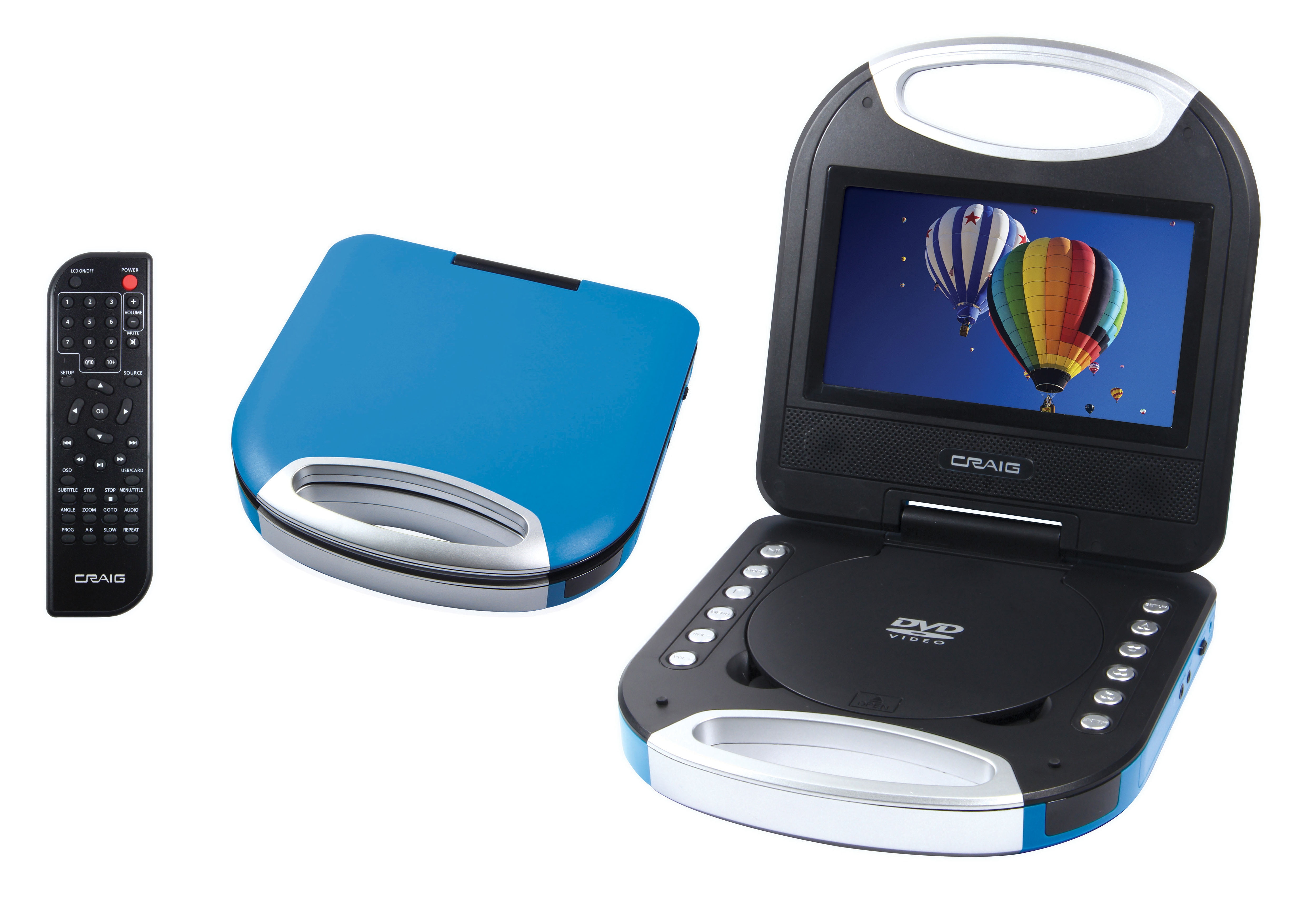 Craig 7 Inch TFT Screen Portable DVD/CD Player Blue