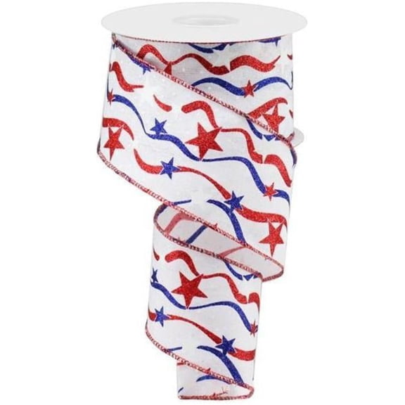 Craig Bachman 2.5 Inch Stars and Wavy Stripes Royal Canvas Ribbon