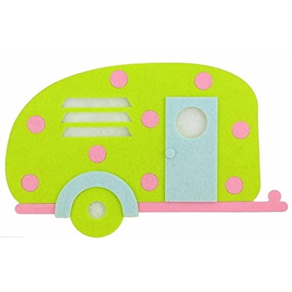 Craig Bachman Pink Lime Green Felt Camper (11.5" L X 7" H)