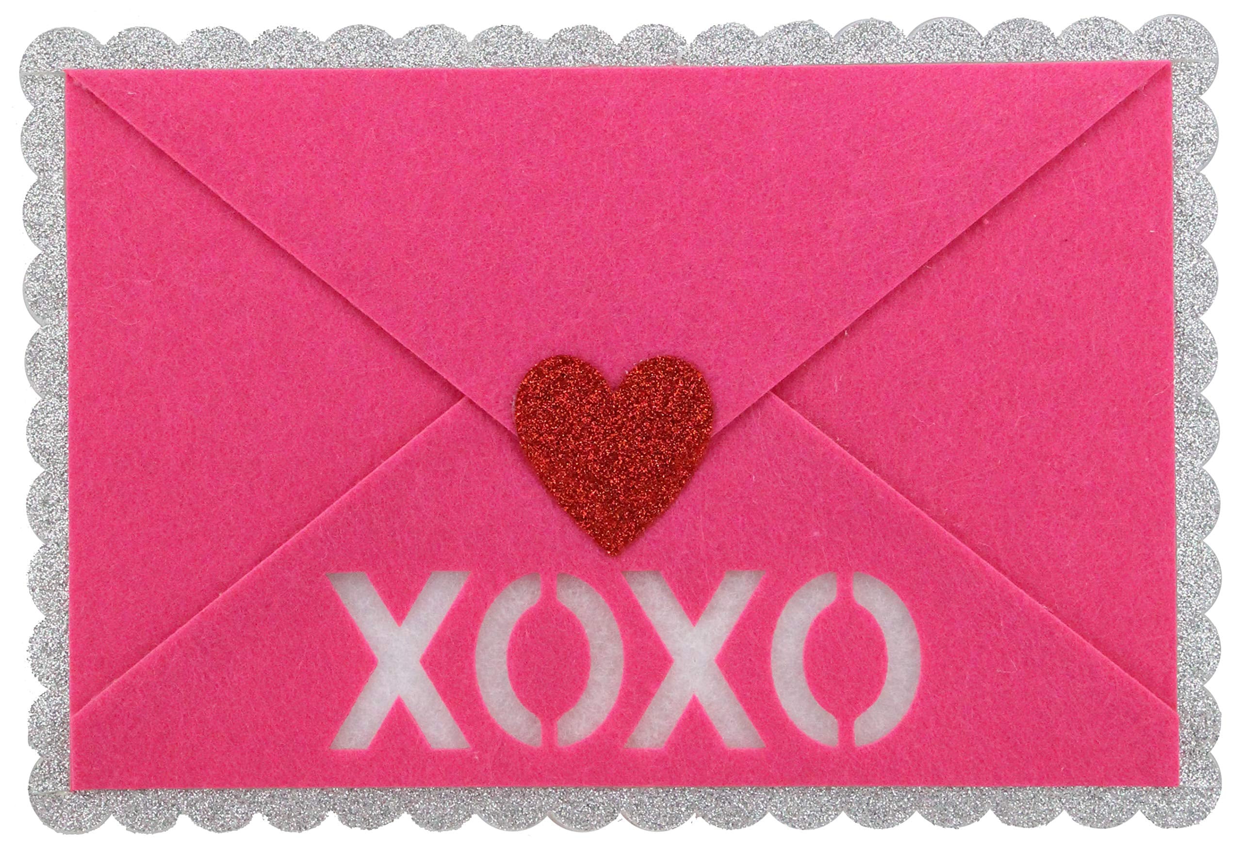 Craig Bachman XOXO Valentine's Envelope Felt Glitter (13.5 Inches x 8.75 Inches) | Pink White Polka Dot
