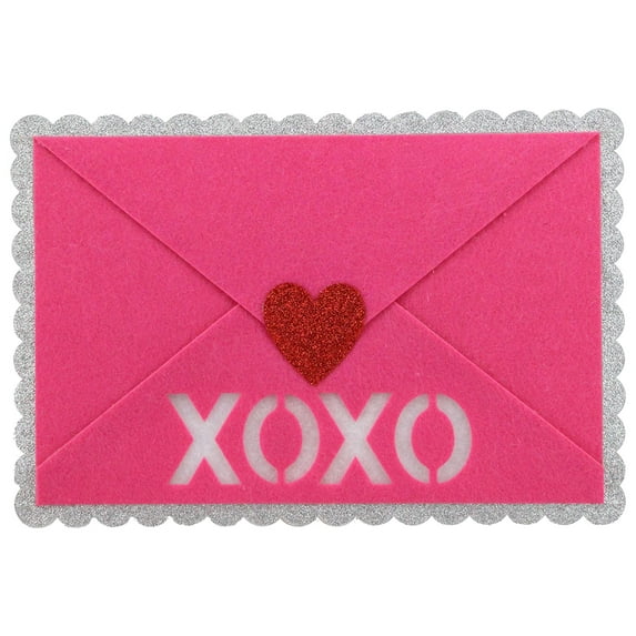 Craig Bachman XOXO Valentine's Envelope Felt Glitter (13.5 Inches x 8.75 Inches) | Pink White Polka Dot