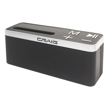 Craig CMA3690 Portable Stereo Speaker with Bluetooth Wireless Technology and Built-In Phone Cradle in Black | Built-In Rechargeable Battery | AUX Port Supported |