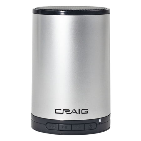 Craig CMA3692 Portable Stereo Speaker with Bluetooth Wireless Technology in Silver and Black | Built-In Rechargeable Battery | LED Indicator | Personal Speaker |