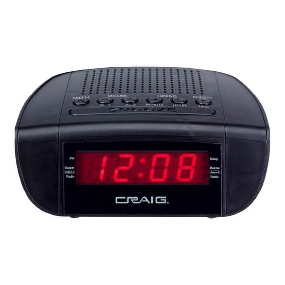 Craig CR45329B - Clock radio - 300 mW - black