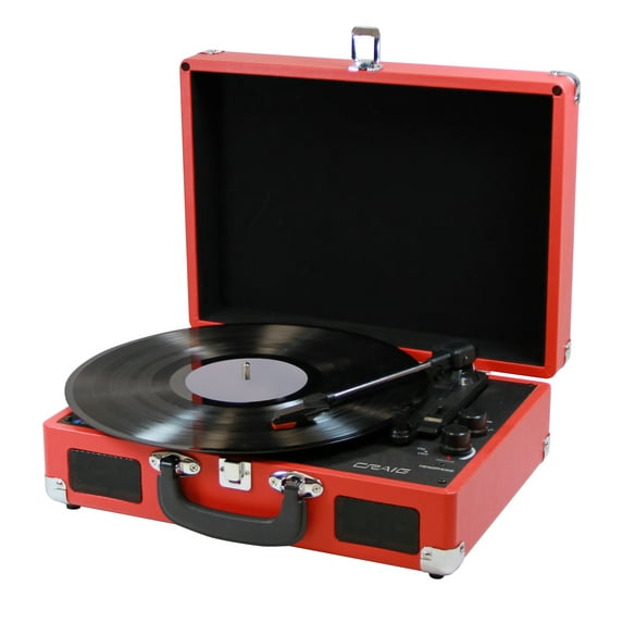 Craig Electronics Stereo Suitcase Turntable System with Bluetooth Wireless Technology