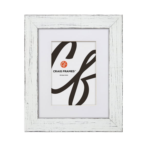 Craig Frames 10x13 inch Rustic Barnwood White Picture Frame Matted for a 7x10 Photo