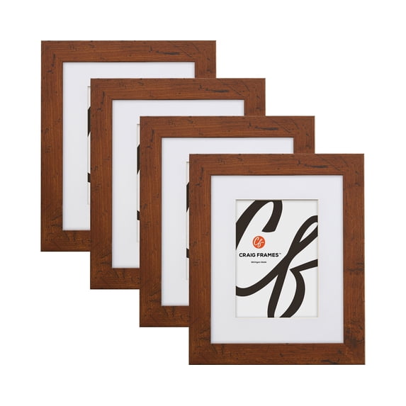 Craig Frames 14x22 inch Dark Brown Picture Frame Matted for a 11x17 Photo, Set of 4
