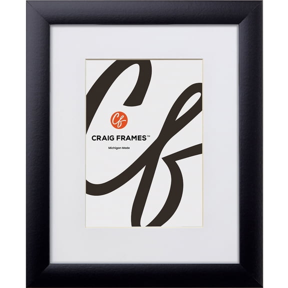 Craig Frames 16 by 16-Inch Black Picture Frame, Single White Mat with 1 - 12 by 12-Inch Square Opening
