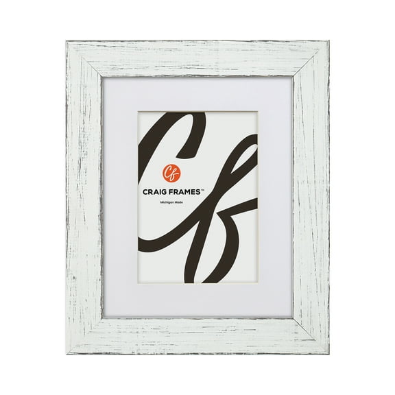 Craig Frames 16x16 inch Rustic Barnwood White Picture Frame Matted for a 12x12 Photo