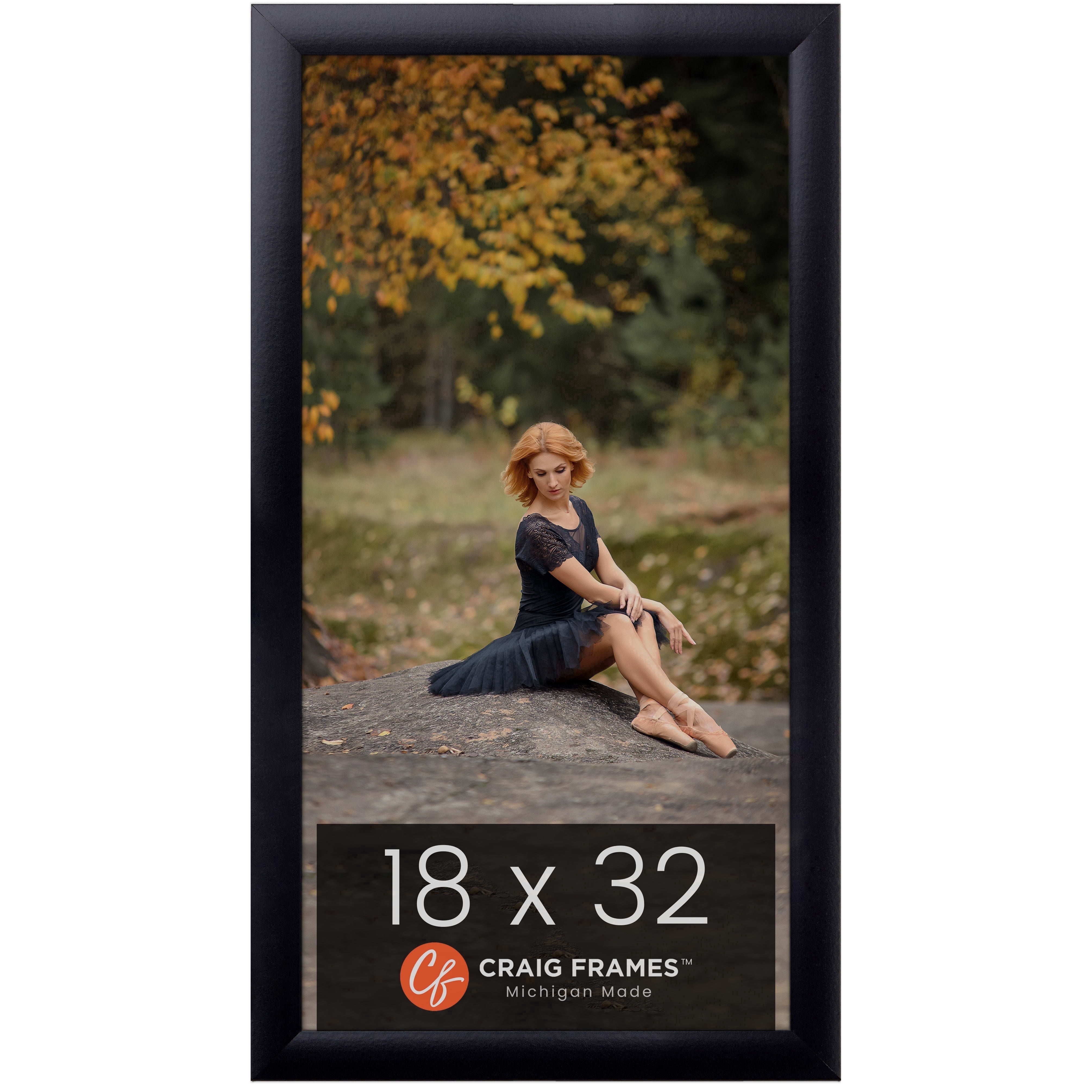 Craig Frames 18x32 Picture Frame - Black Style 1"WB3 1 Inch MDF ...