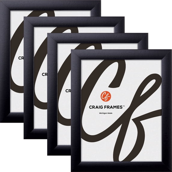 Craig Frames 19.75x26.75 Black Picture Frame 1-Inch Wide Smooth Black Gallery Rounded Moulding, Pack of 4