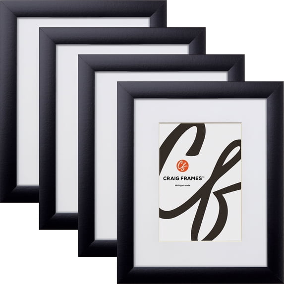 Craig Frames 1WB3BK 16 by 16-Inch Black Picture Frame, White Mat with 12 by 12-Inch Opening, 4-Piece Set