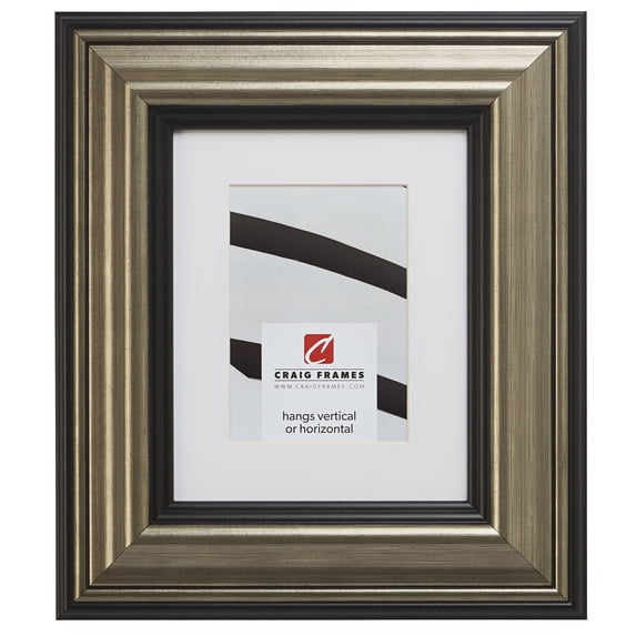 Craig Frames 21307202 18x36 inch Aged Silver and Black Picture Frame Matted for a 14x32 Photo