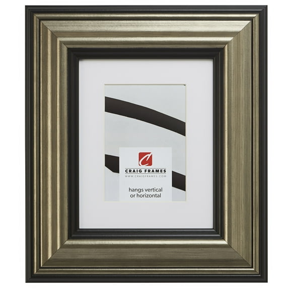 Craig Frames 21307202 20x24 inch Aged Silver and Black Picture Frame Matted for a 16x20 Photo