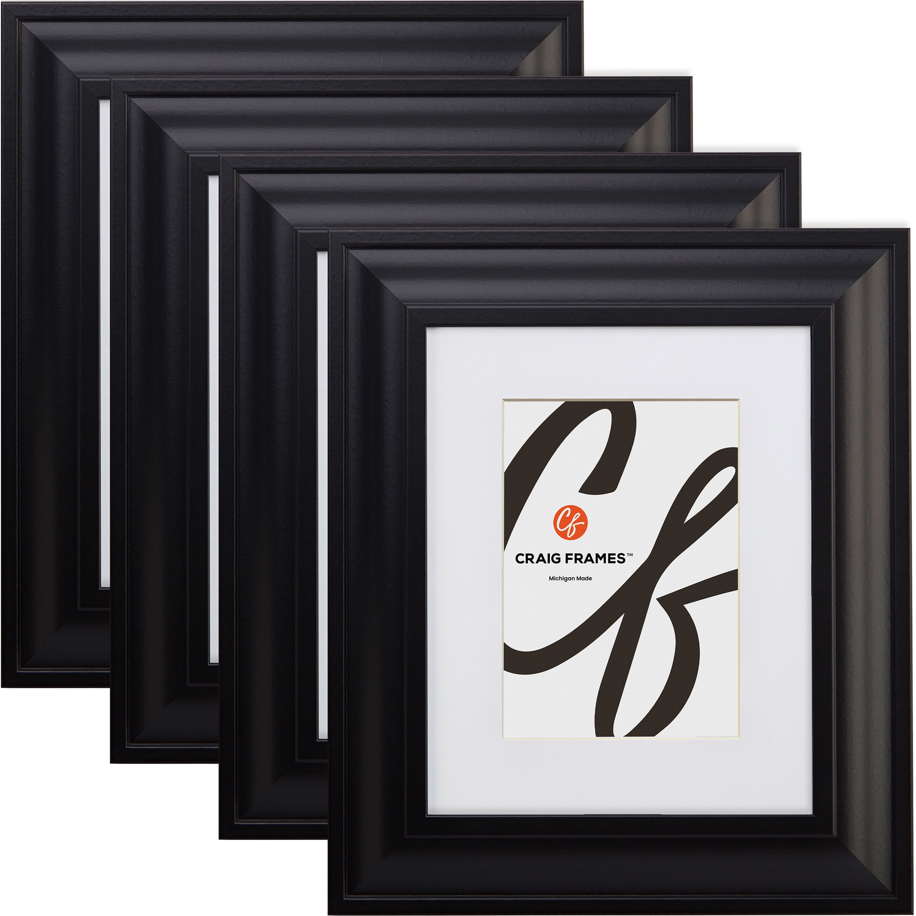 Craig Frames 21834700BK 14 x 18 Inch Satin Black Picture Frame Matted ...