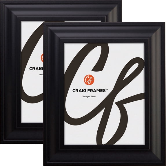 Craig Frames 21834700BK 15 by 20-Inch Picture Frame, Smooth Wrap Finish, 2-Inch Wide, Black, Set of 2