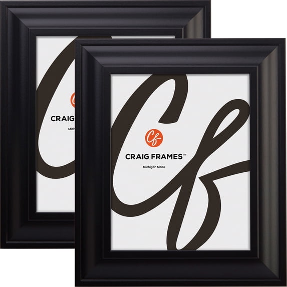 Craig Frames 21834700BK 16 by 20-Inch Picture Frame, Smooth Wrap Finish, 2-Inch Wide, Black, Set of 2