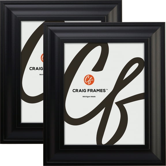 Craig Frames 21834700BK 4 by 6-Inch Picture Frame, Smooth Wrap Finish, 2-Inch Wide, Black, Set of 2