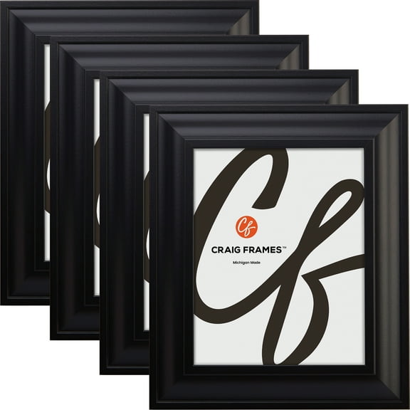 Craig Frames 21834700BK 5 by 7-Inch Picture Frame, Smooth Wrap Finish, 2-Inch Wide, Black, Set of 4