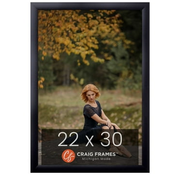 Craig Frames 22x30 Black Picture Frame 1-Inch Wide Smooth Black Gallery Rounded Moulding