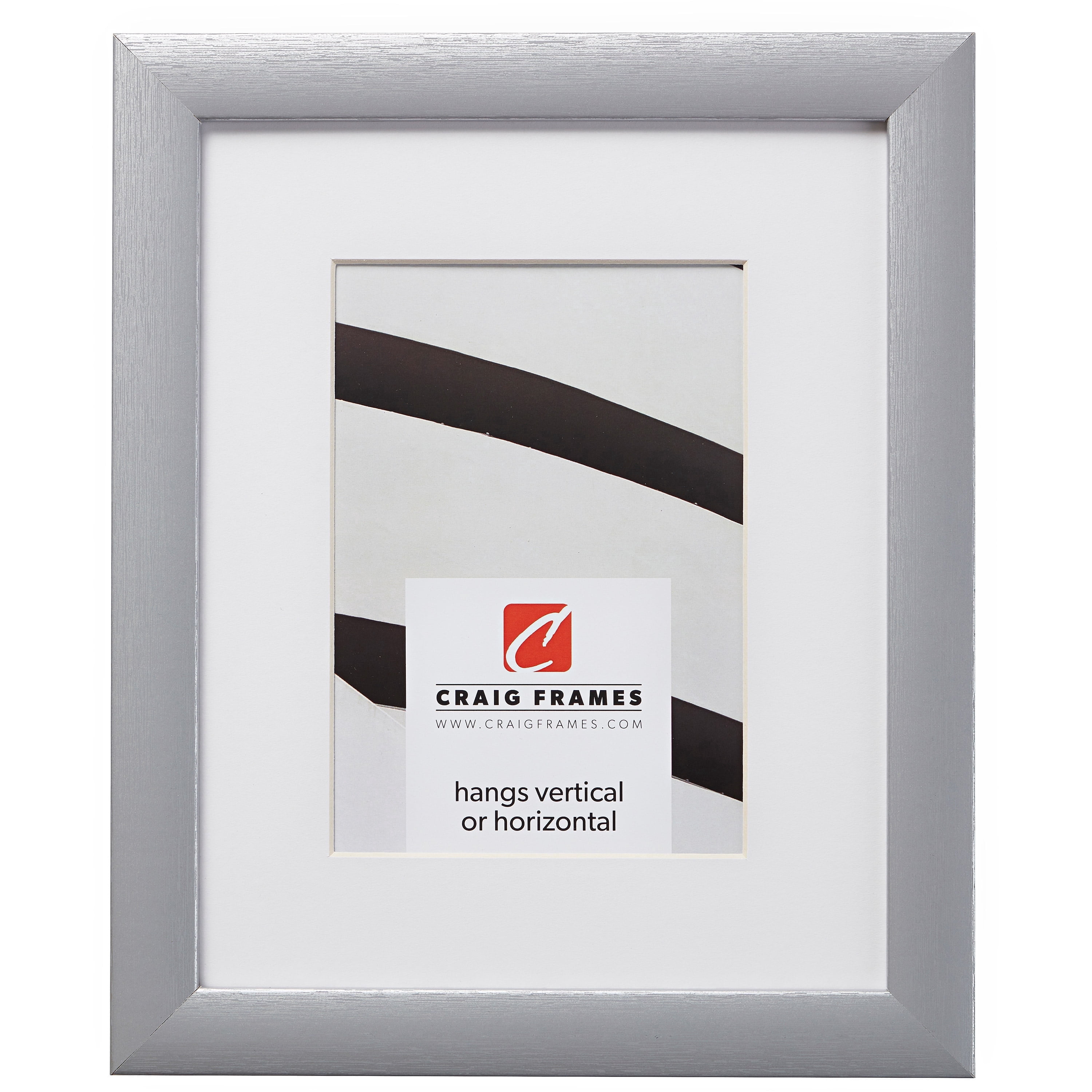Craig Frames 23247018 22x28 inch Brushed Silver Picture Frame Matted for an 18x24 Photo