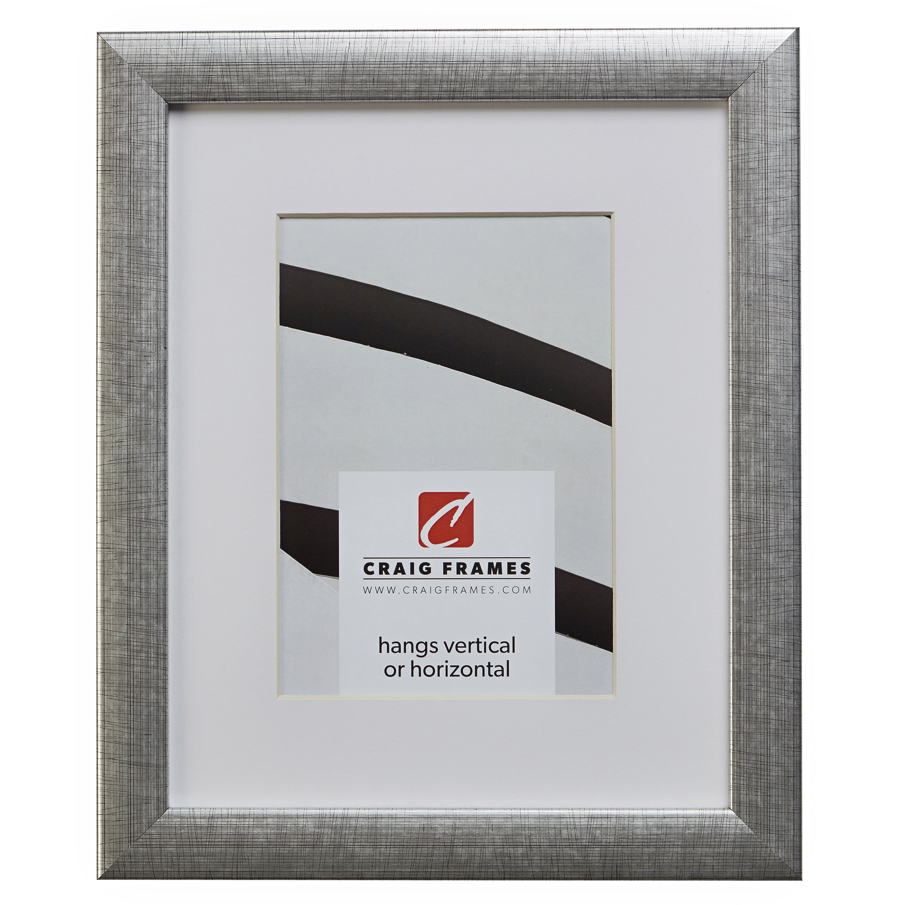 Craig Frames 23247944 18x24 inch Scratched Silver Picture Frame Matted for a 12x18 Photo