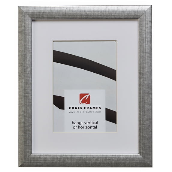 Craig Frames 23247944 18x36 inch Scratched Silver Picture Frame Matted for a 14x32 Photo