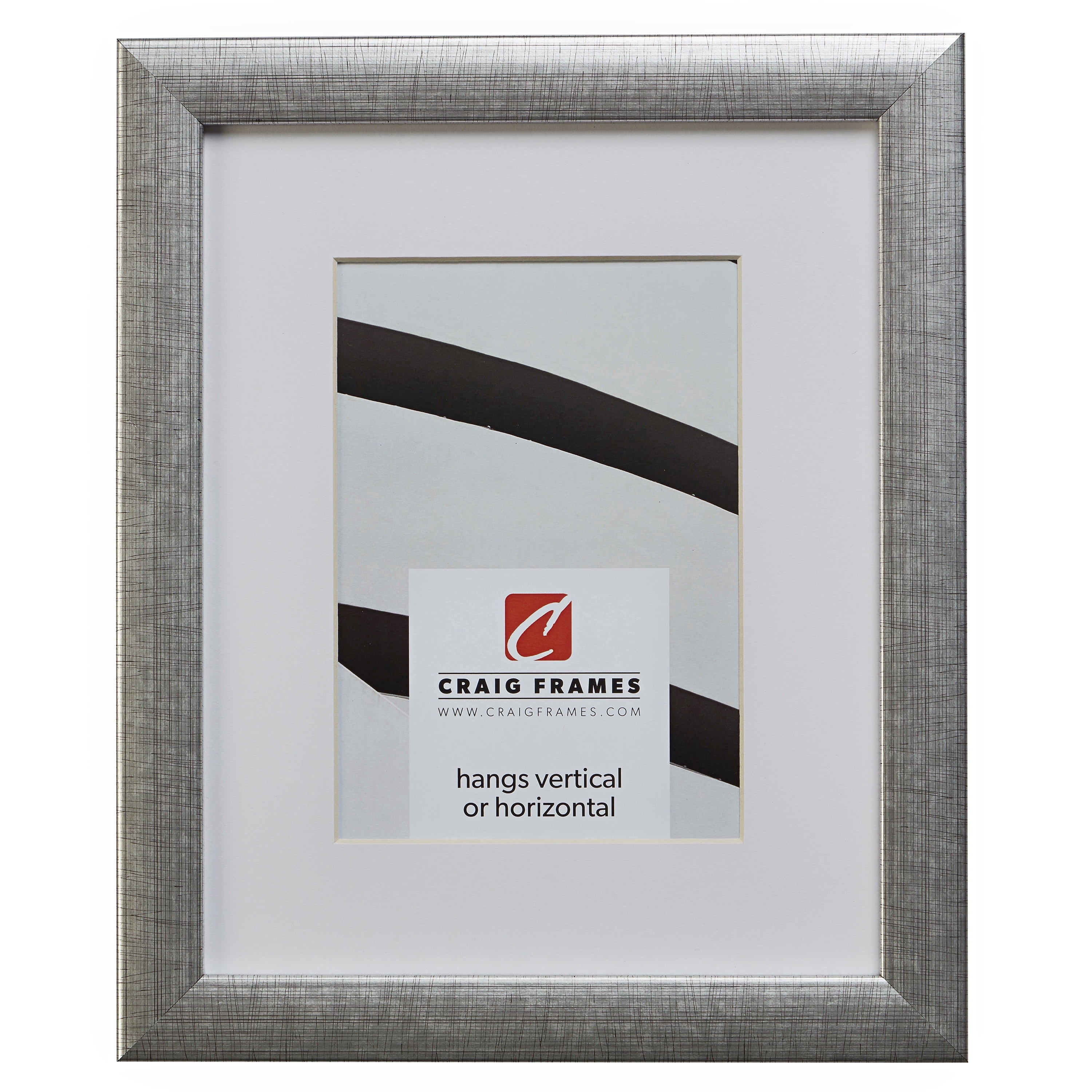 Craig Frames 23247944 22x28 inch Scratched Silver Picture Frame Matted for an 18x24 Photo