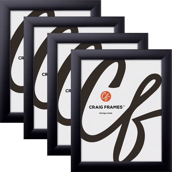 Craig Frames 24x36 Black Picture Frame 1-Inch Wide Smooth Black Gallery Rounded Moulding, Pack of 4