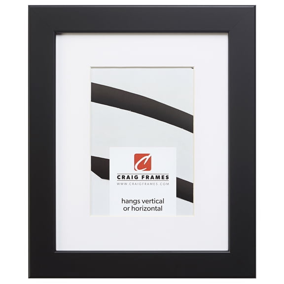 Craig Frames 26273 10x12 inch Black Satin Picture Frame Matted for an 8x10 Photo