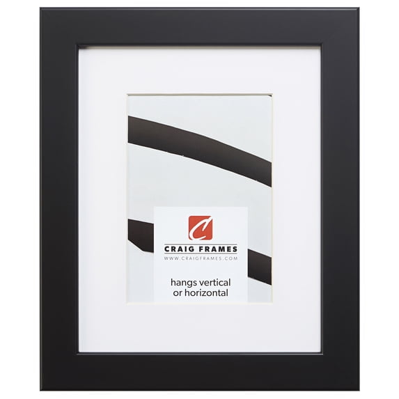 Craig Frames 26273 10x13 inch Black Satin Picture Frame Matted for a 7x10 Photo