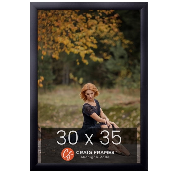 Craig Frames 30x35 Picture Frame - Black Style 1"WB3 1 Inch MDF Moulding - Wall Display Frame for Art, Posters, or Photos