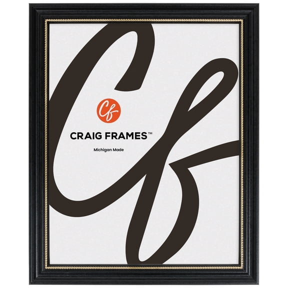 Craig Frames 314BG, Ornate Black and Gold Picture Frame, 22 x 22 Inch