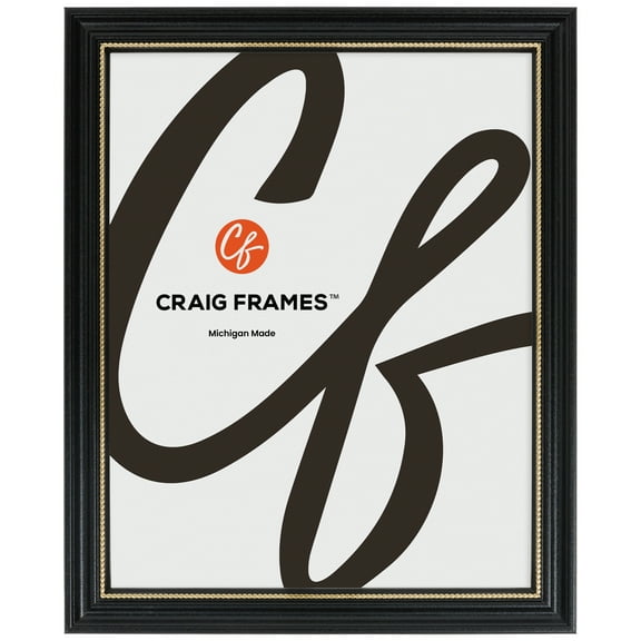 Craig Frames 314BG, Ornate Black and Gold Picture Frame, 22 x 32 Inch