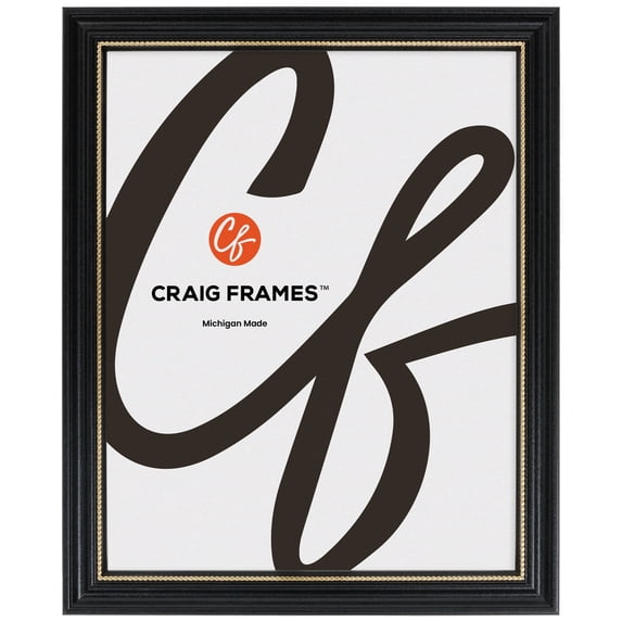 Craig Frames 314BG, Ornate Black and Gold Picture Frame, 8.5 x 11 Inch