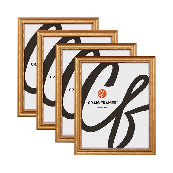 Craig Frames 314GD, 10x15 Picture Frame, Ornate Gold, Set of 4